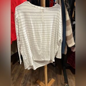 Lululemon Athletica White and Black Striped Shirt